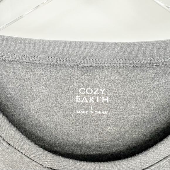 Cozy Earth Long Sleeve Bamboo Crewneck Pullover L Grey - Picture 6 of 7